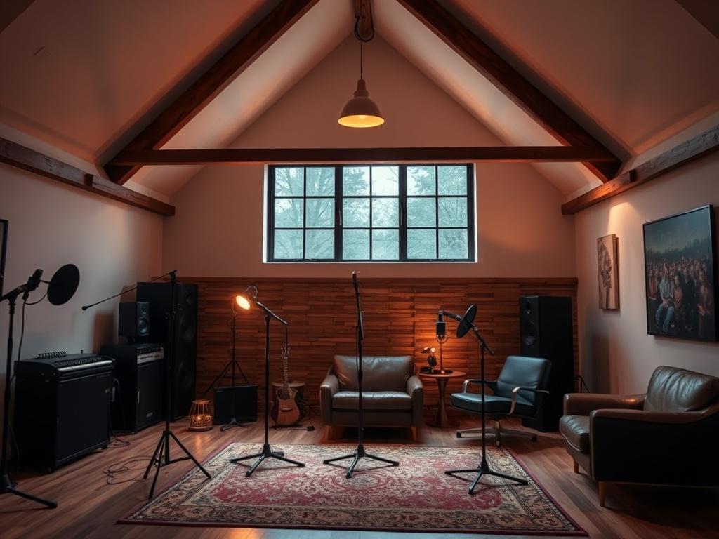 Лофт для записи подкастов и аудиоспектаклей. Освещение, оформление и атмосфера лофта