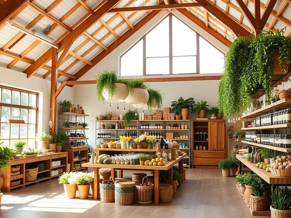 Лофт для магазина экопродуктов или фермерского маркета. Мебель, стеллажи и мерчендайзинг Лофт для магазина экопродуктов или фермерского маркета. Мебель, стеллажи и мерчендайзинг