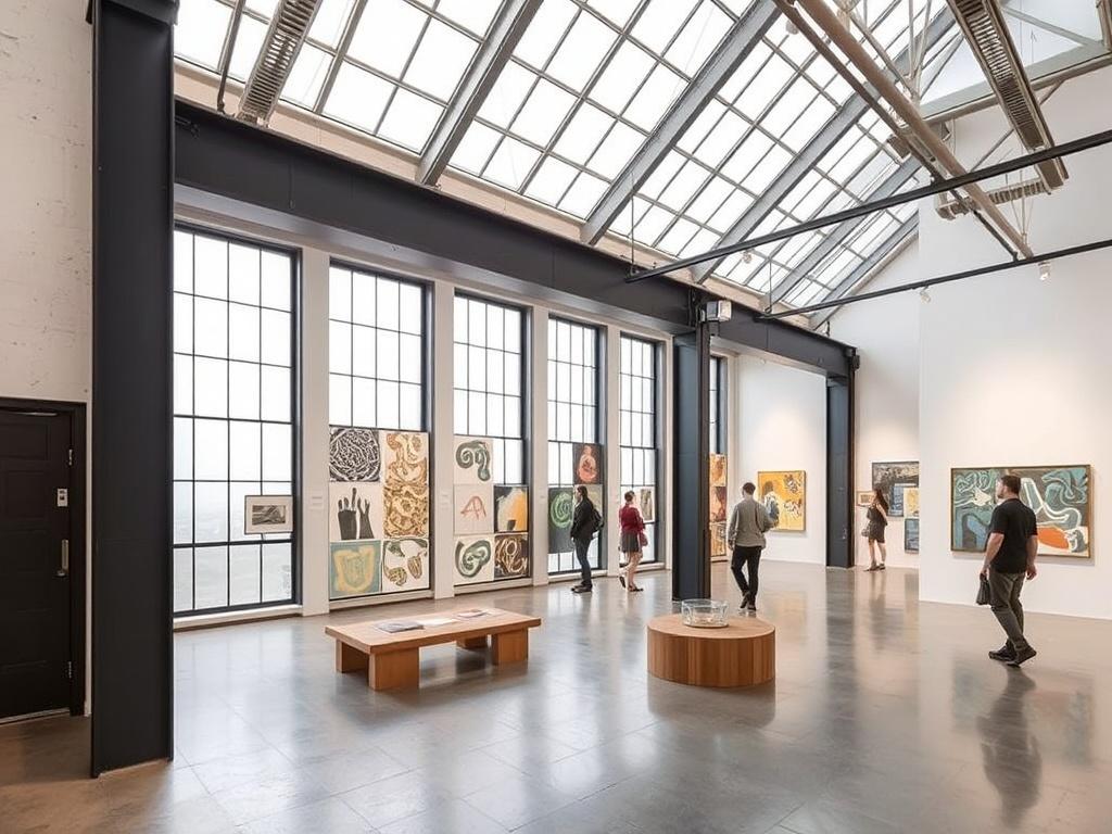 Лофт для выставки современного искусства. Зонирование и маршруты посетителей