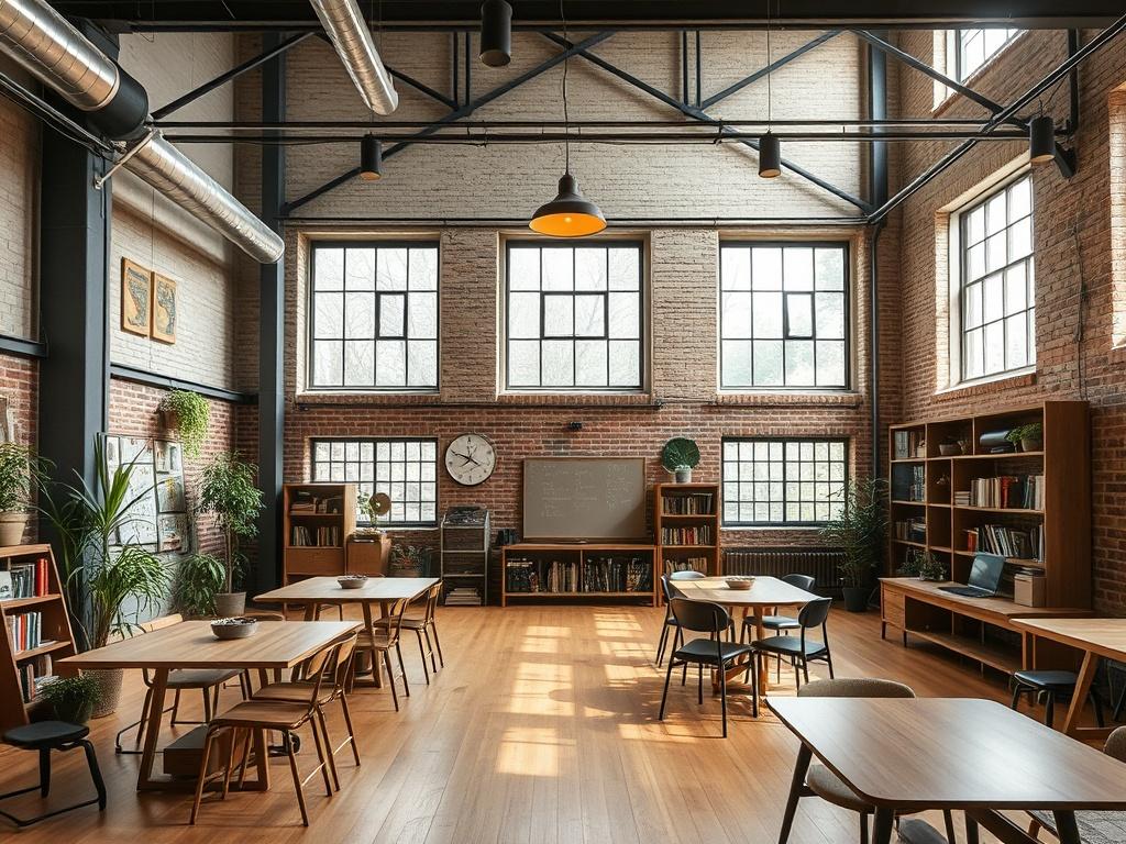 Лофт для образовательного интенсива. Дизайн и атмосфера: баланс между индустриальностью и уютом Лофт для образовательного интенсива. Дизайн и атмосфера: баланс между индустриальностью и уютом