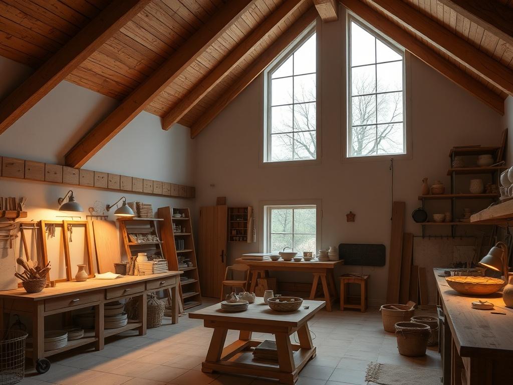 Лофт под столярную мастерскую или керамику. Как сочетать столярку и керамику в одном лофте